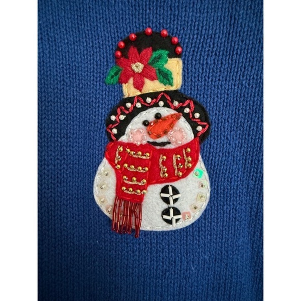 Vintage Snowman Christmas Sweater - Cute “Ugly Christmas Sweater” - Picture 7 of 9
